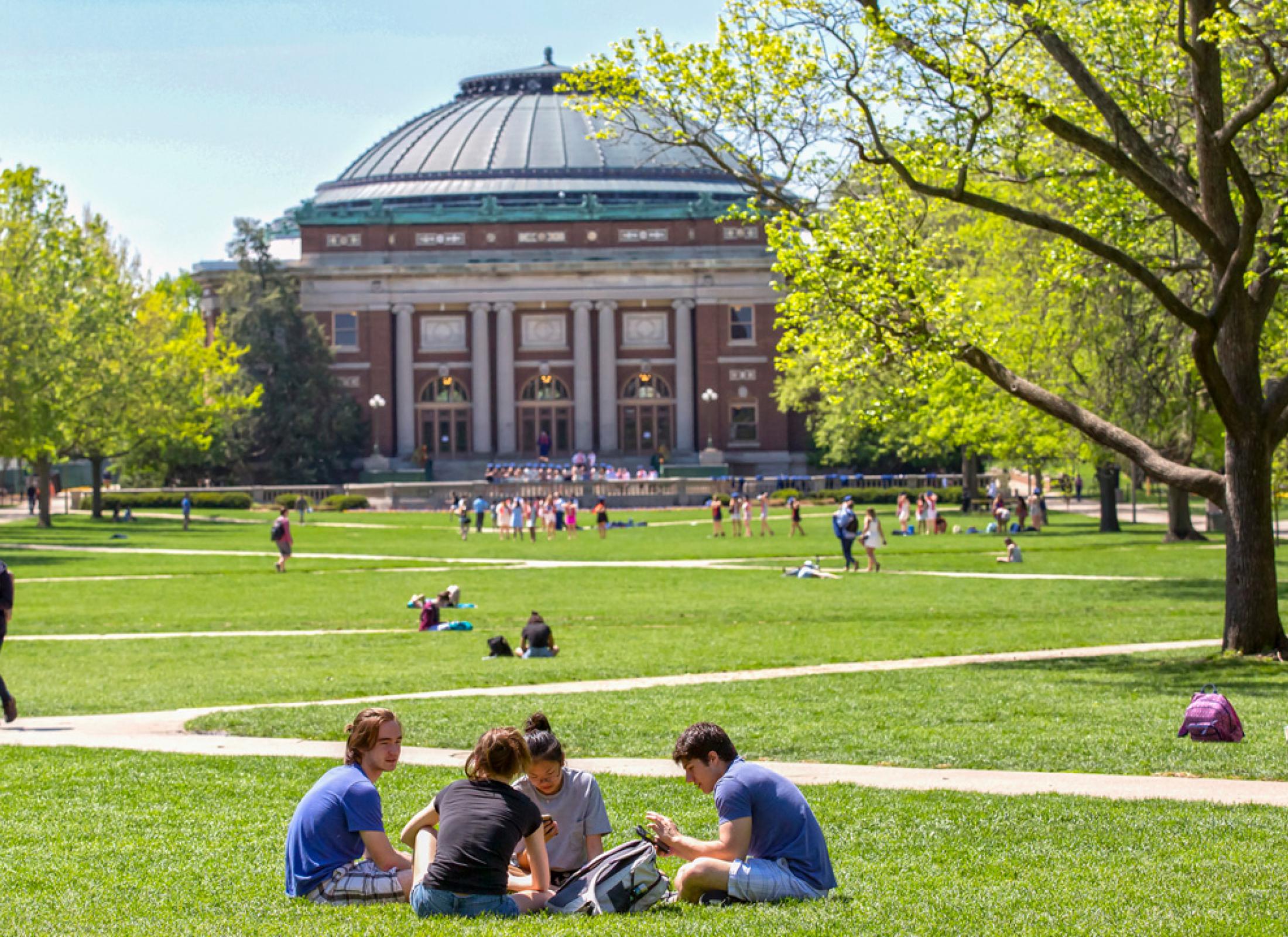 Students lounging on the Quad.