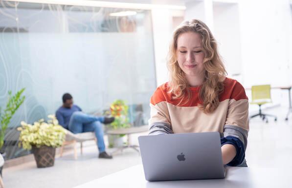 Student working on a computer