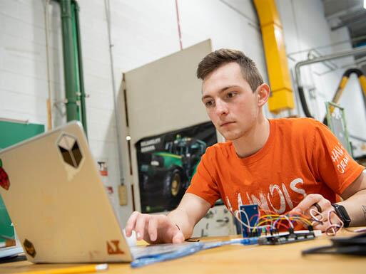 Student working on a computer