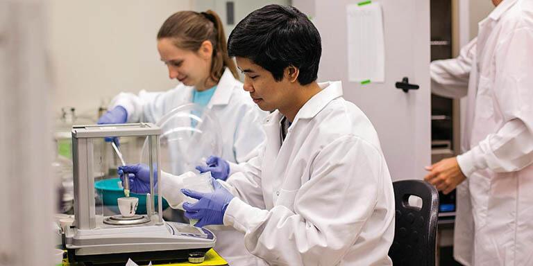 Students working in a lab