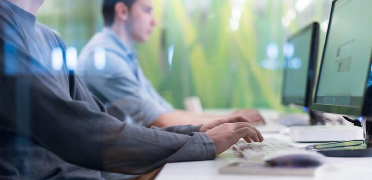 Students working at a computer